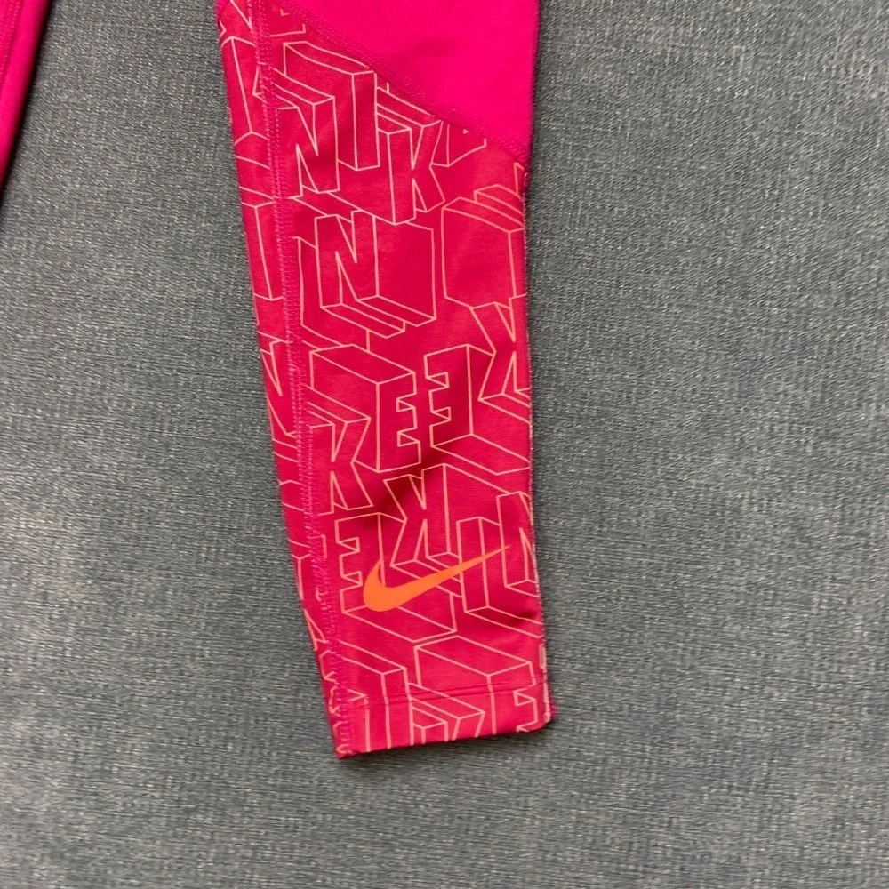 Nike Trophy Training Leggings Girls 20 Pink Graphic Logo Print Yoga Performance